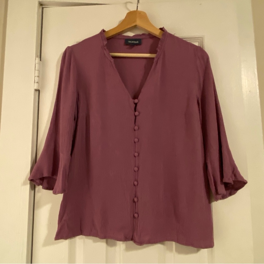 Modcloth Mauve Button-Front Blouse